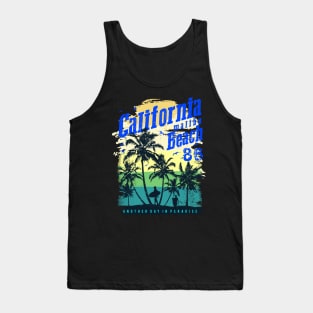 California malibu beach 86, California Surfing beach Vacation  Palm Trees Tropical Tank Top